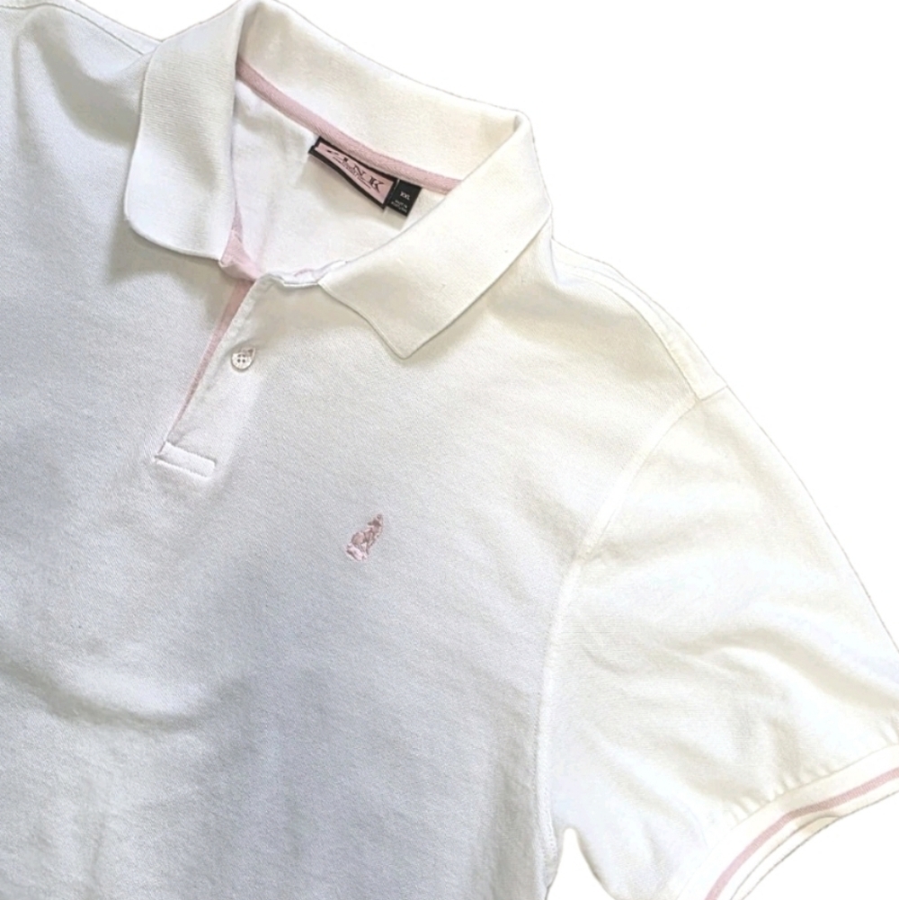 Thomas Pink Mens Polo Shirt  Size XXL White Pink SS Beach Summer Golf Business